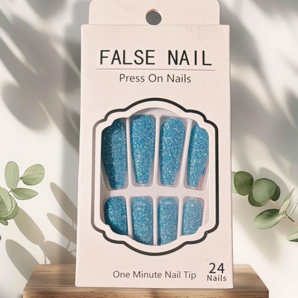 3/$21💅 Sparkling Blue False Nails - 24 Pack